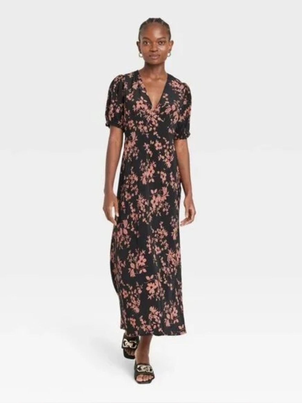 A New Day Women’s Black And Brown Floral Dress Size XS